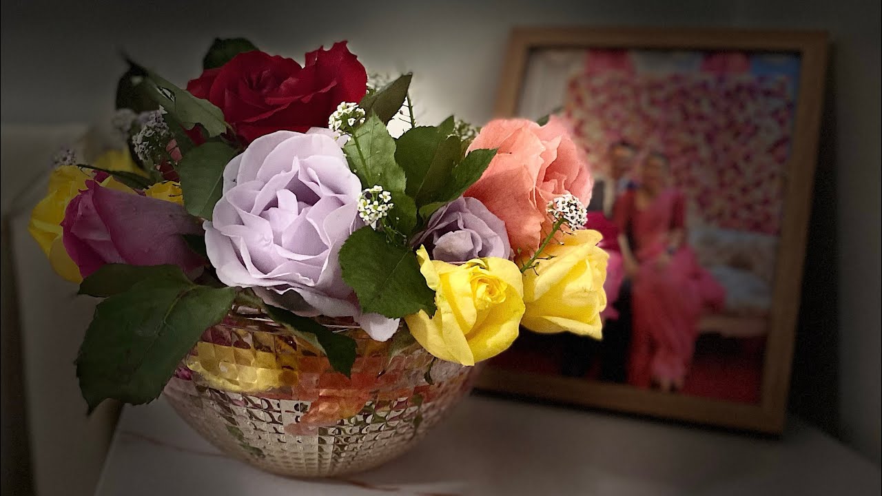 Mixed Roses Arrangements|| Rose Bowl || DIY Fresh Roses || Colourful Roses