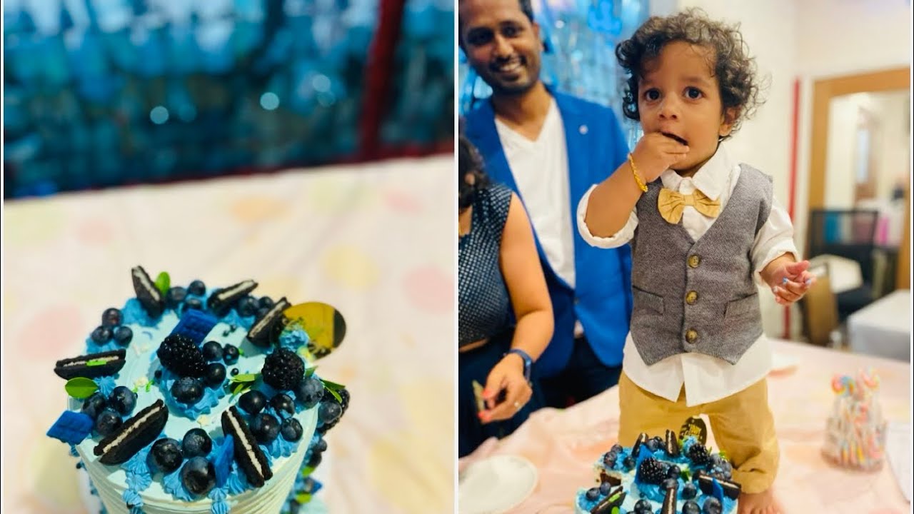 Nivin’s First Birthday Celebration|| Blueberry cake || Blue theme Decor || DIY Birthday Decor 